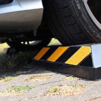 WilTec 2X Tope de Ruedas Aparcamiento 550x150x100mm con reflectores Negro-Amarillo Delimitar Parking